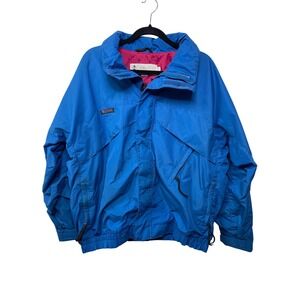 Vtg Columbia Jacket Whirlibird‎ Blue Radial Sleeve Zip Windbreaker Shell Men L